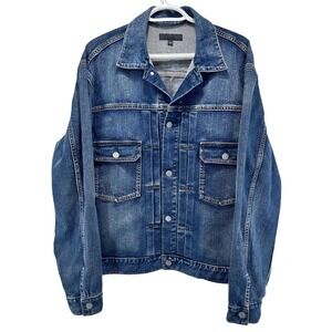 Uniqlo Denim Trucker Jacket Button Up Blue‎ Men's Large Like New